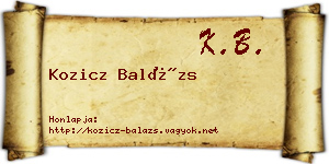 Kozicz Balázs névjegykártya